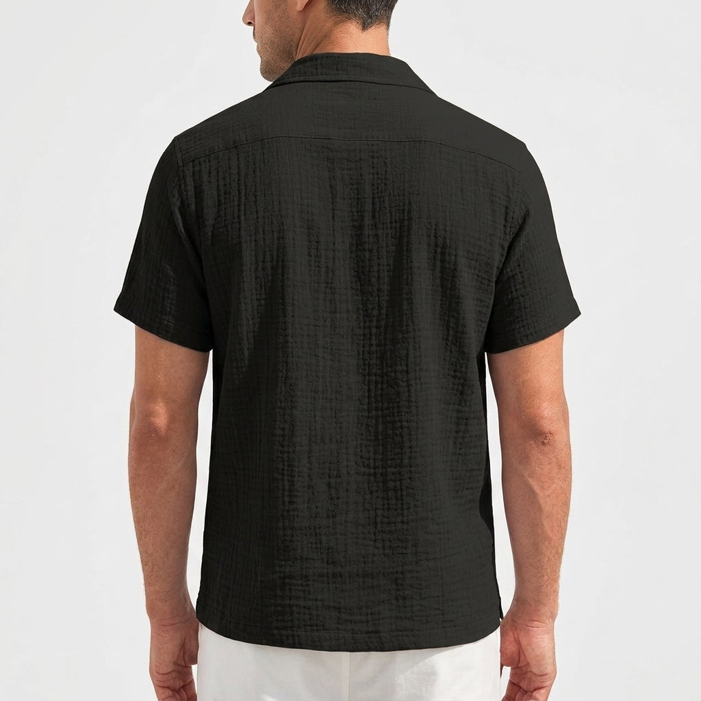 Textured Linen-Blend Camp Shirt
