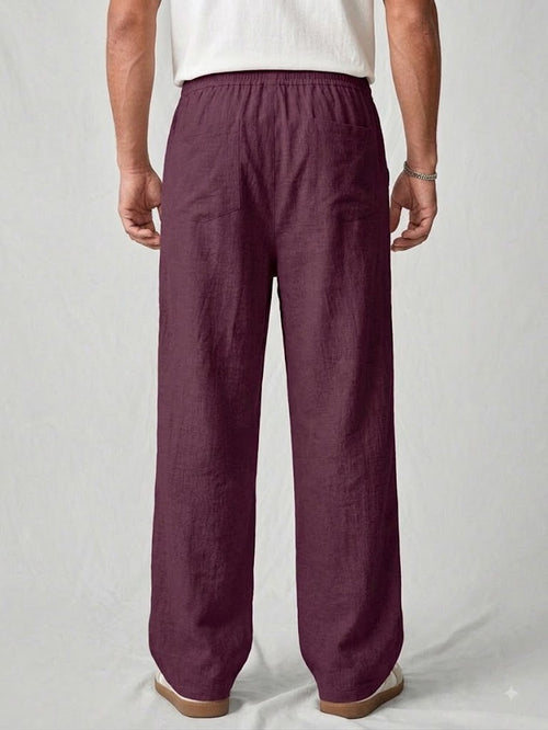 Premium Breathable Linen Wide-Leg Pants [burgandy]