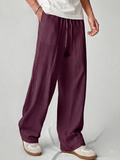 Premium Breathable Linen Wide-Leg Pants [burgandy]